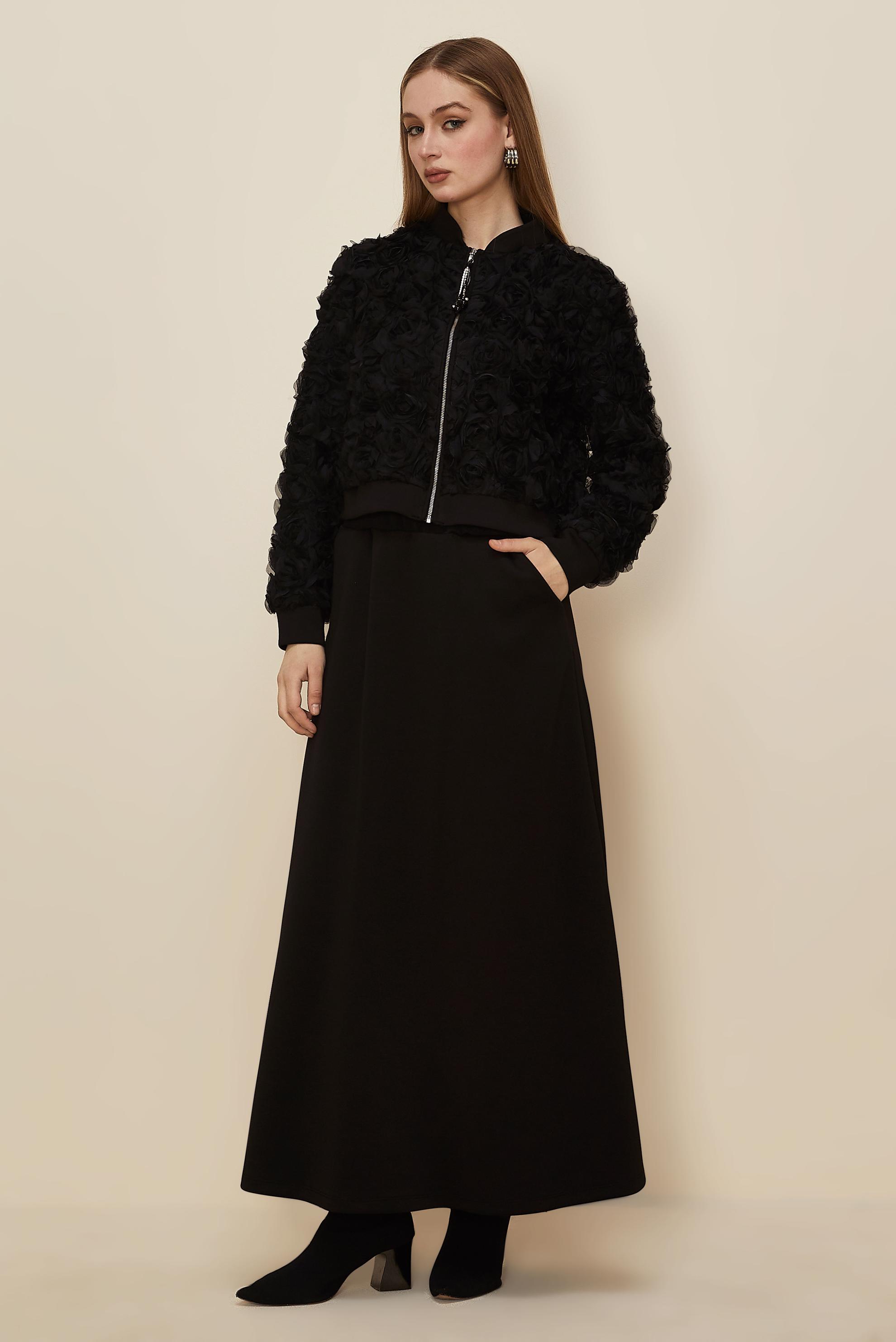 Tesettür giyim SİYAH 46108 OYSHO 2 Lİ ETEKLİ EŞOF.TK.38-42