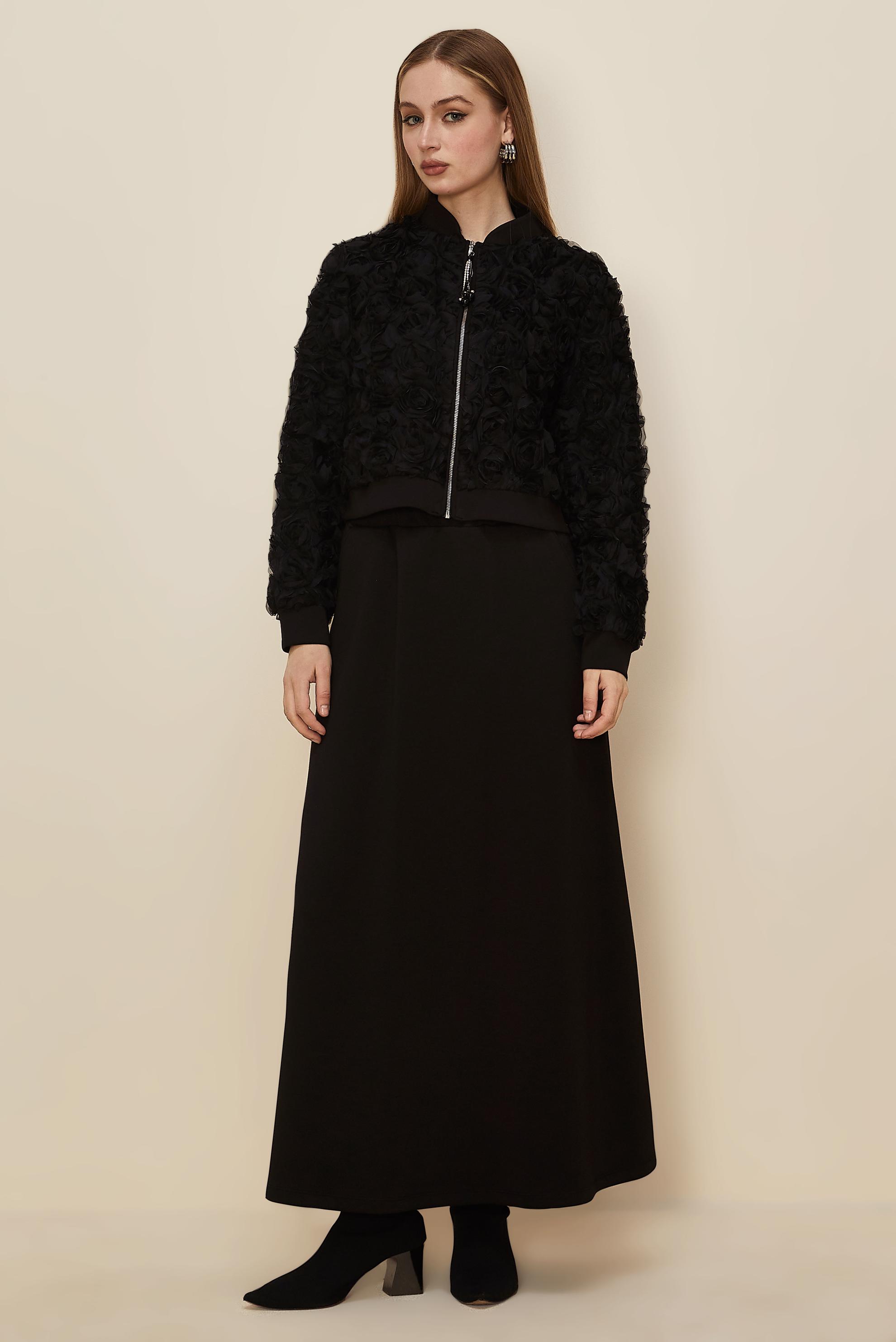 Tesettür giyim SİYAH 46108 OYSHO 2 Lİ ETEKLİ EŞOF.TK.38-42