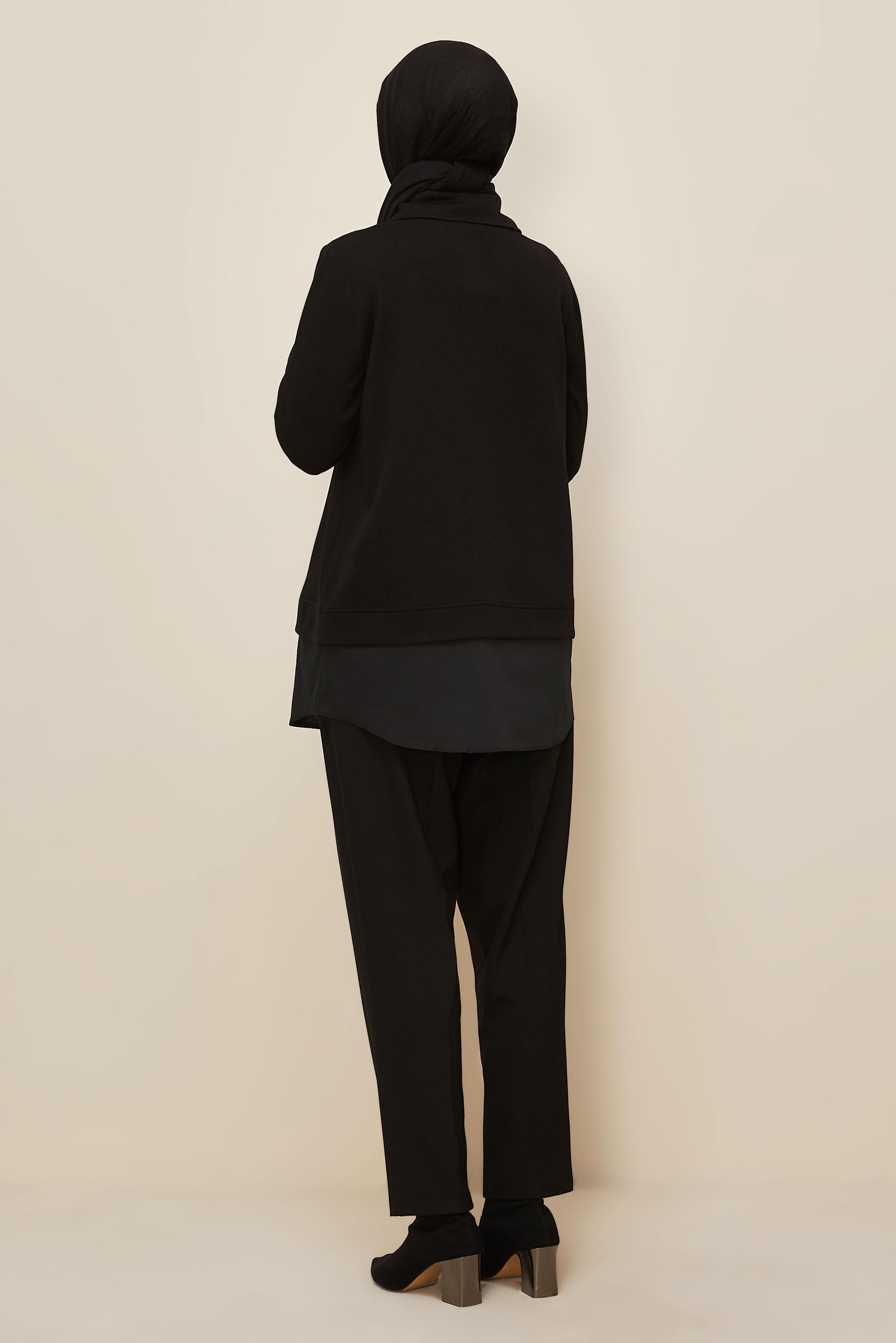 Tesettür giyim SİYAH GÖMLEK GARNİLİ EŞOFMAN TUNİK 46110