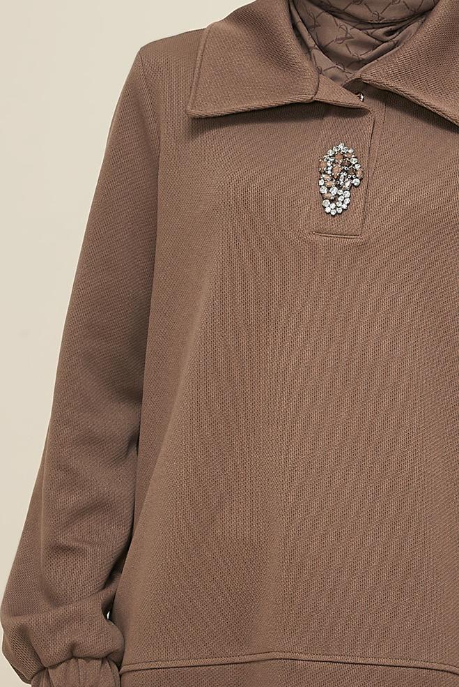 Hijab clothing BROWN TRACKSUIT TUNIC 46110 - ALVİNA