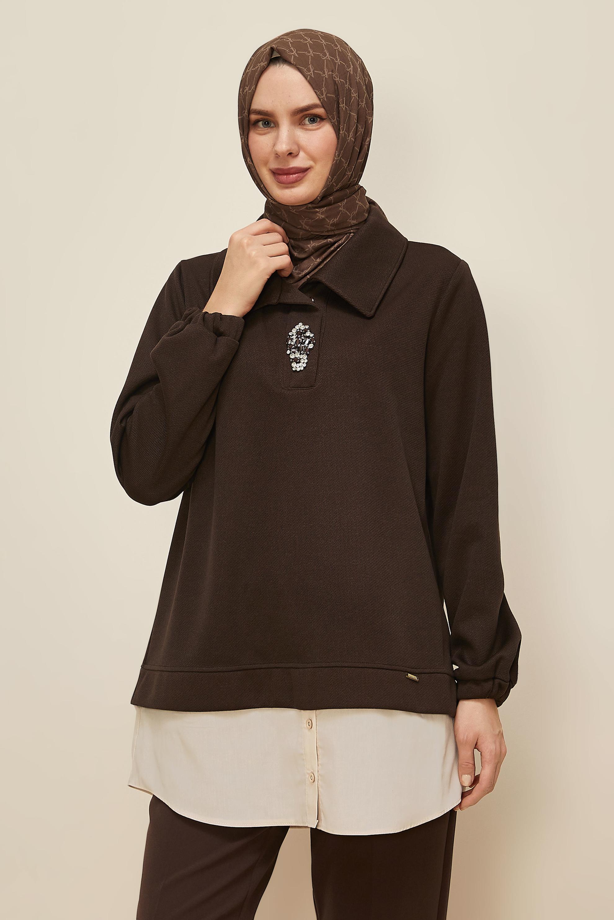Hijab clothing BROWN TRACKSUIT TUNIC 46110