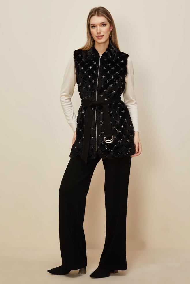 Hijab clothing BLACK BELTED TRACKSUIT SET 46152 - ALVİNA