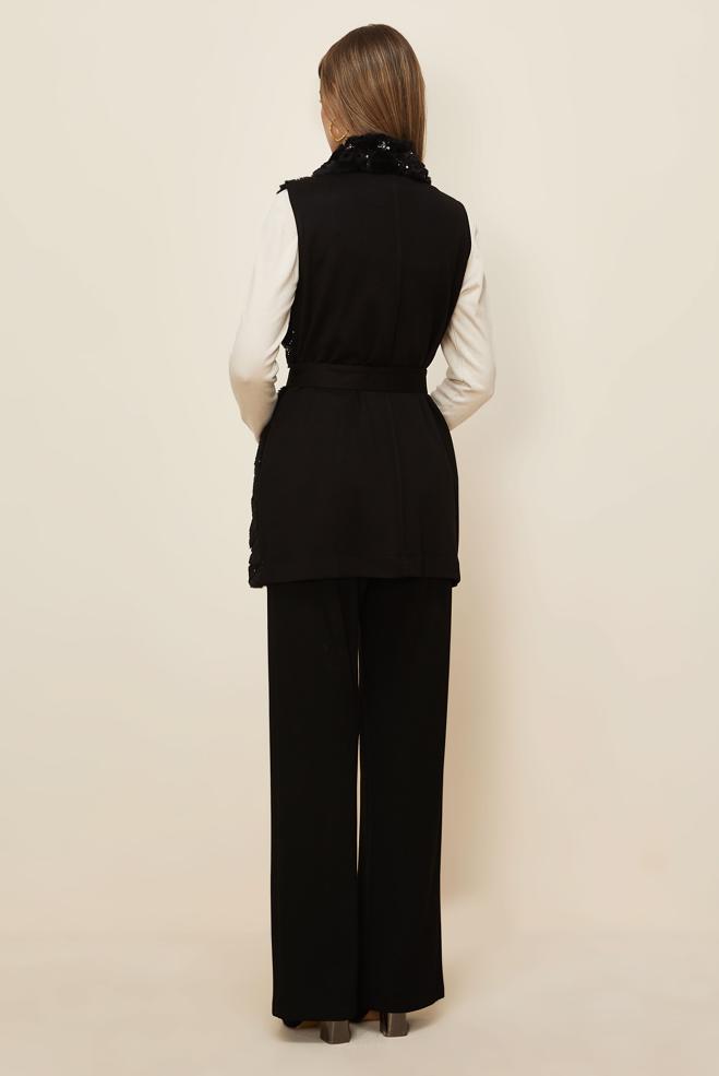 Hijab clothing BLACK BELTED TRACKSUIT SET 46152 - ALVİNA