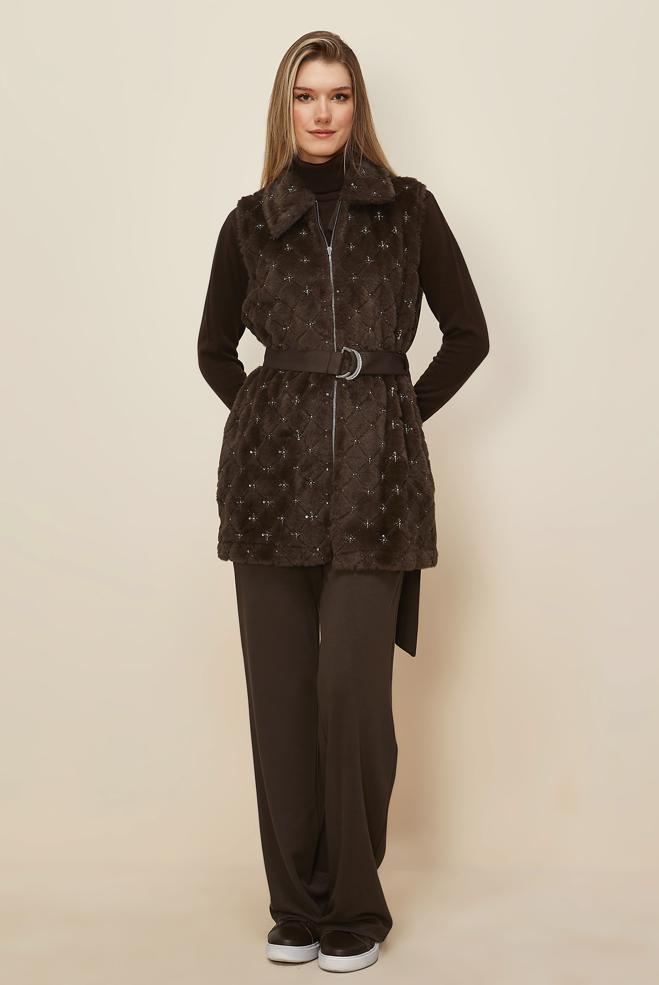 Tesettür giyim KAHVE KEMERLİ EŞOFMAN TAKIMI 46152 - ALVİNA