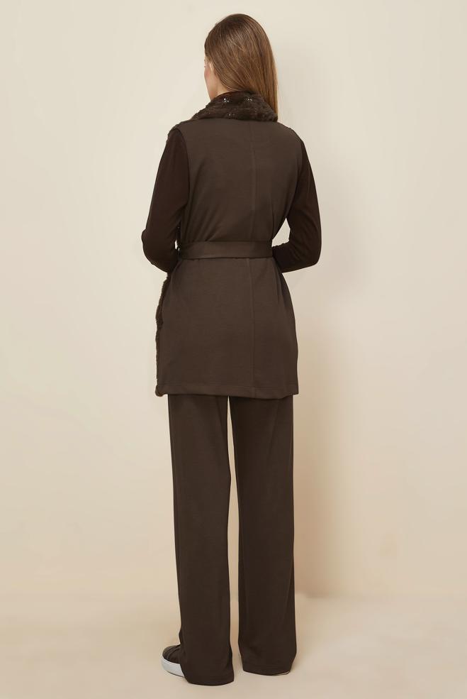 Tesettür giyim KAHVE KEMERLİ EŞOFMAN TAKIMI 46152 - ALVİNA