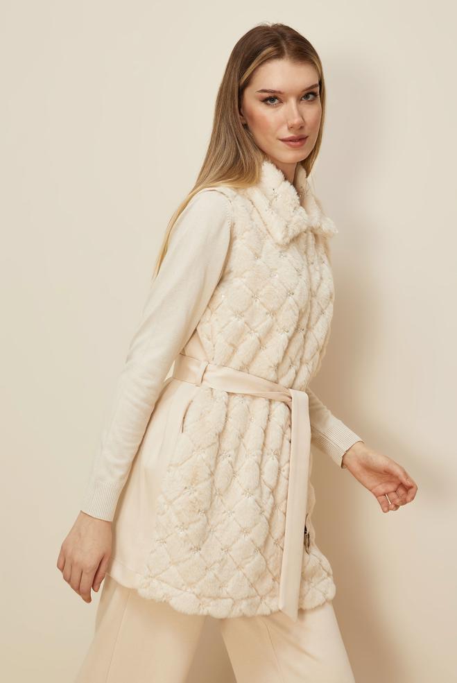 Hijab clothing ECRU BELTED TRACKSUIT SET 46152 - ALVİNA