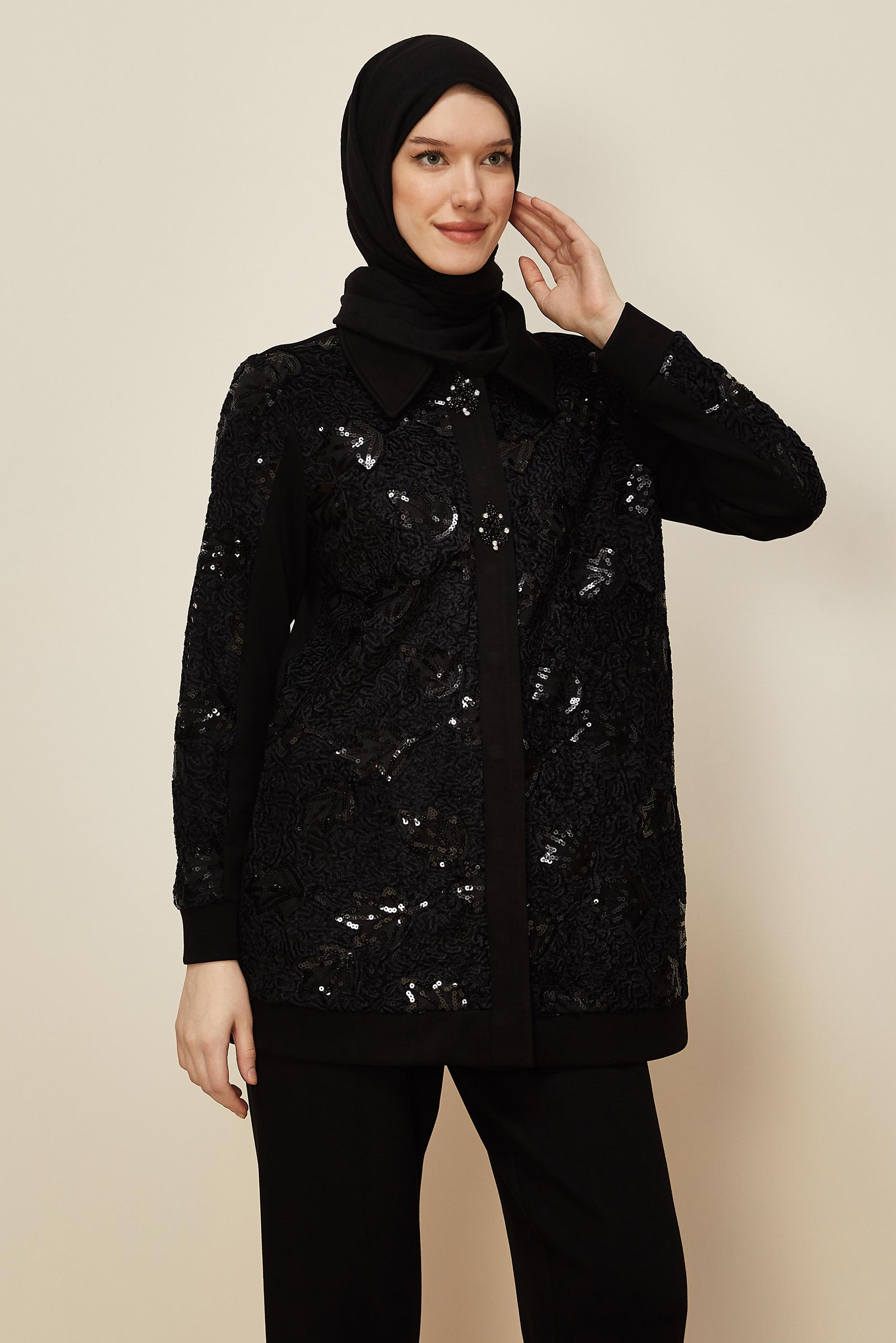 Hijab clothing BLACK SEQUINED TRACKSUIT 46154