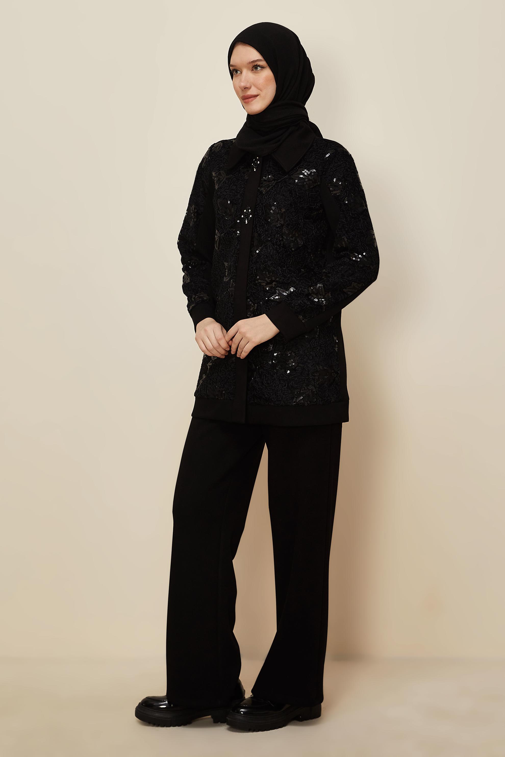 Hijab clothing BLACK SEQUINED TRACKSUIT 46154