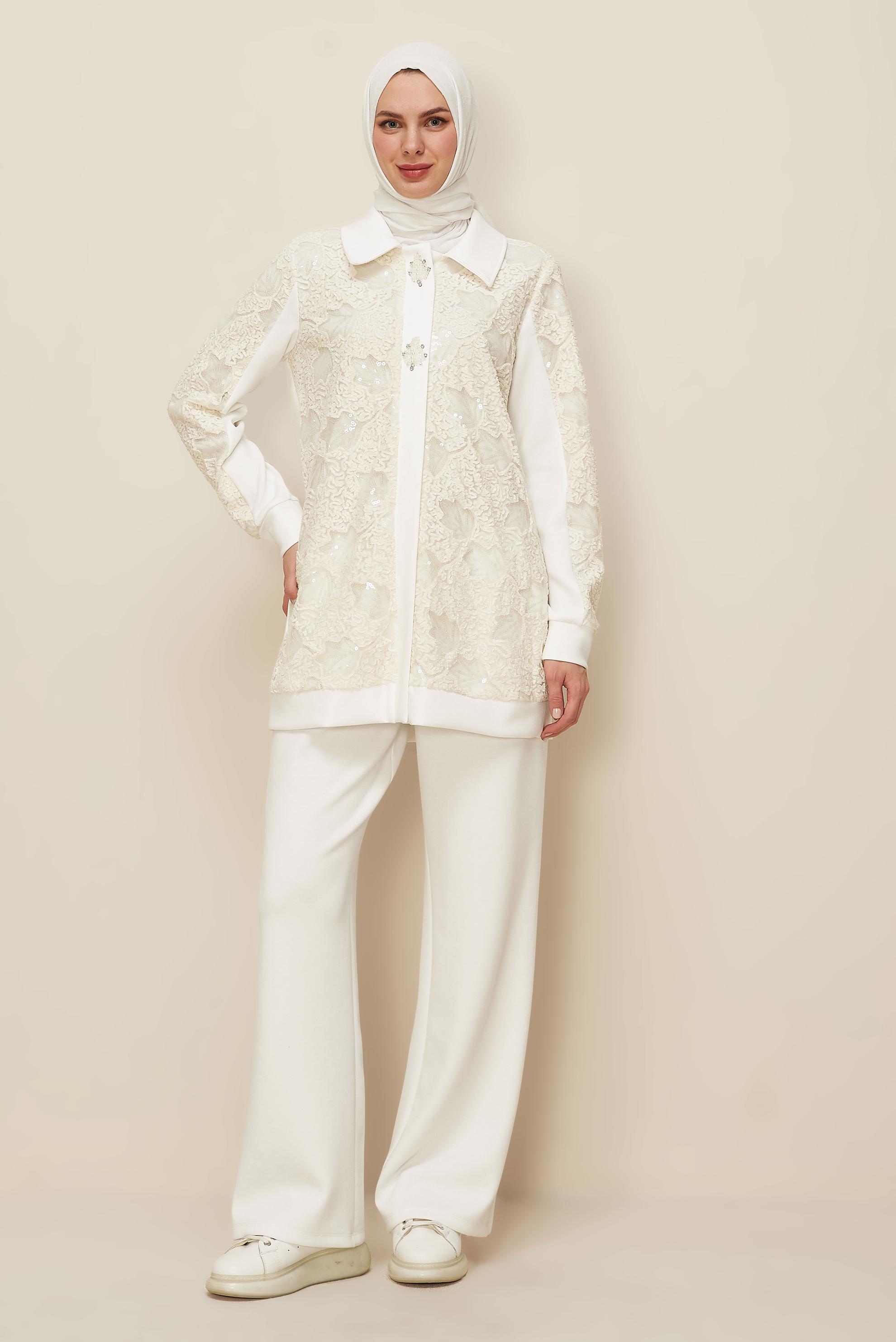 Vêtements hijab BLANC ENSEMBLE DE SURVÊTEMENT À PAILLETTES 46154