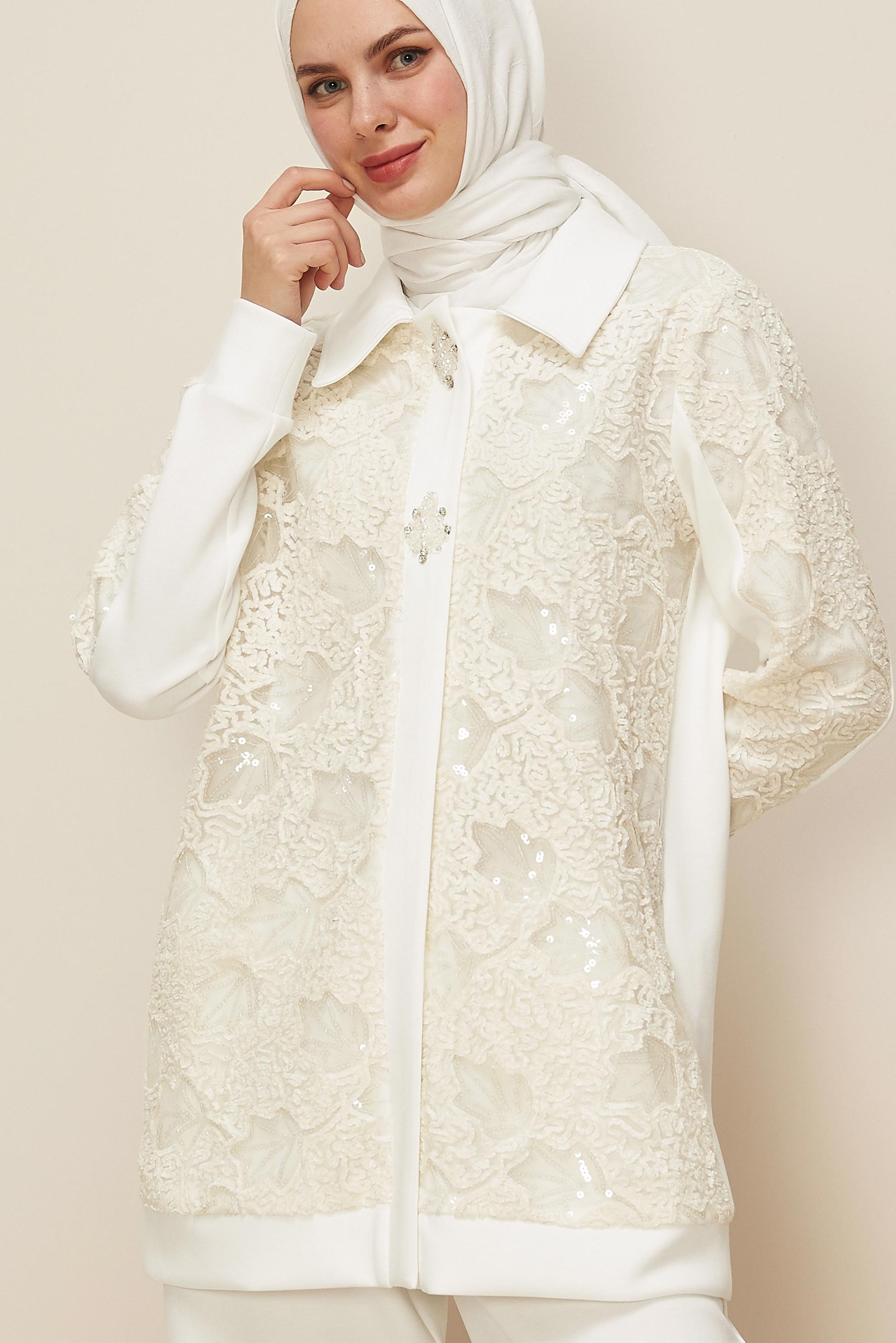 Vêtements hijab BLANC ENSEMBLE DE SURVÊTEMENT À PAILLETTES 46154