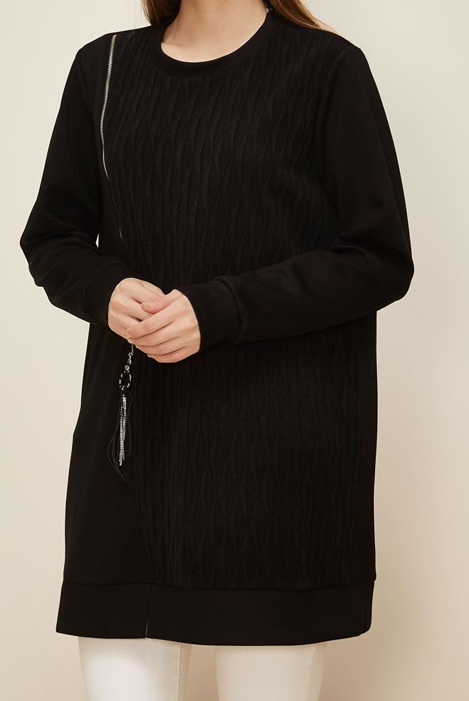 Tesettür giyim SİYAH 46156 OYSHO EŞOFMAN TUNİK 38-46 - ALVİNA