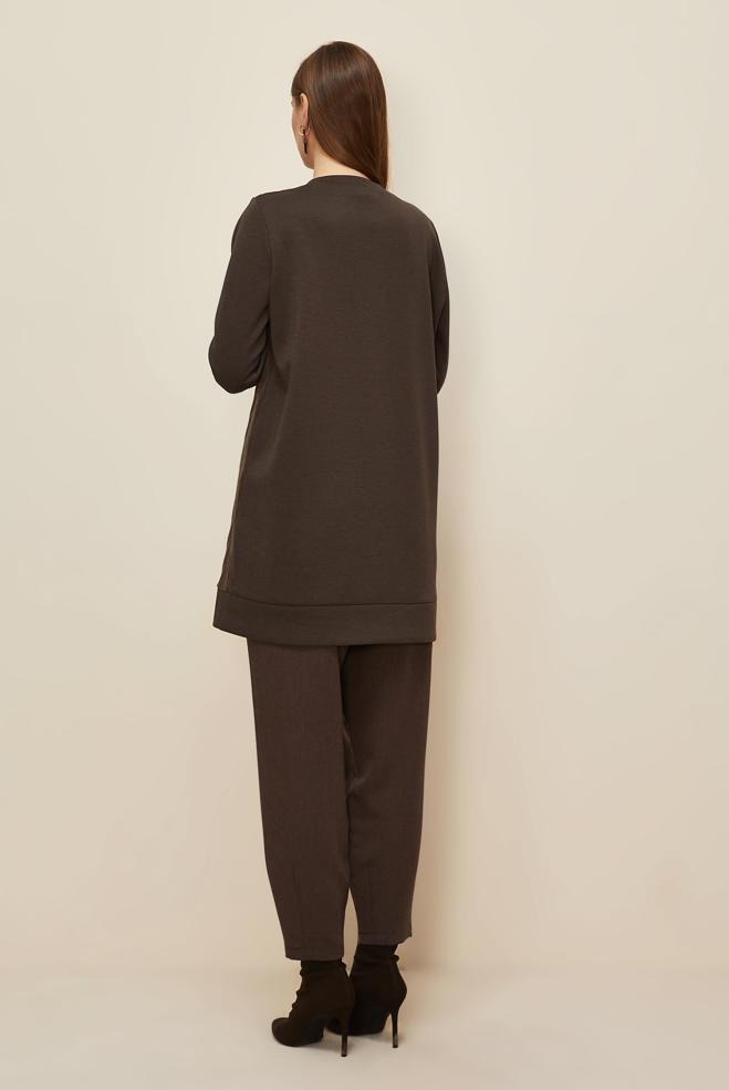 Tesettür giyim KAHVE 46156 OYSHO EŞOFMAN TUNİK 38-46 - ALVİNA