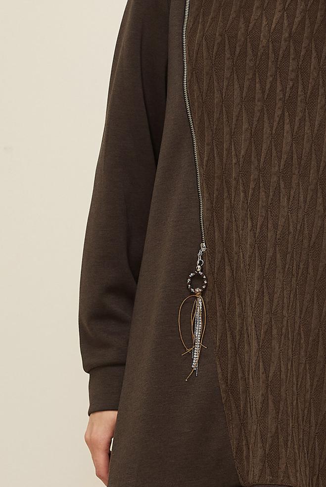 Tesettür giyim KAHVE 46156 OYSHO EŞOFMAN TUNİK 38-46 - ALVİNA