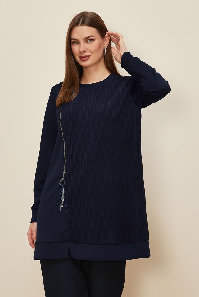 Tesettür giyim LACİVERT 46156 OYSHO EŞOFMAN TUNİK 38-46 - ALVİNA