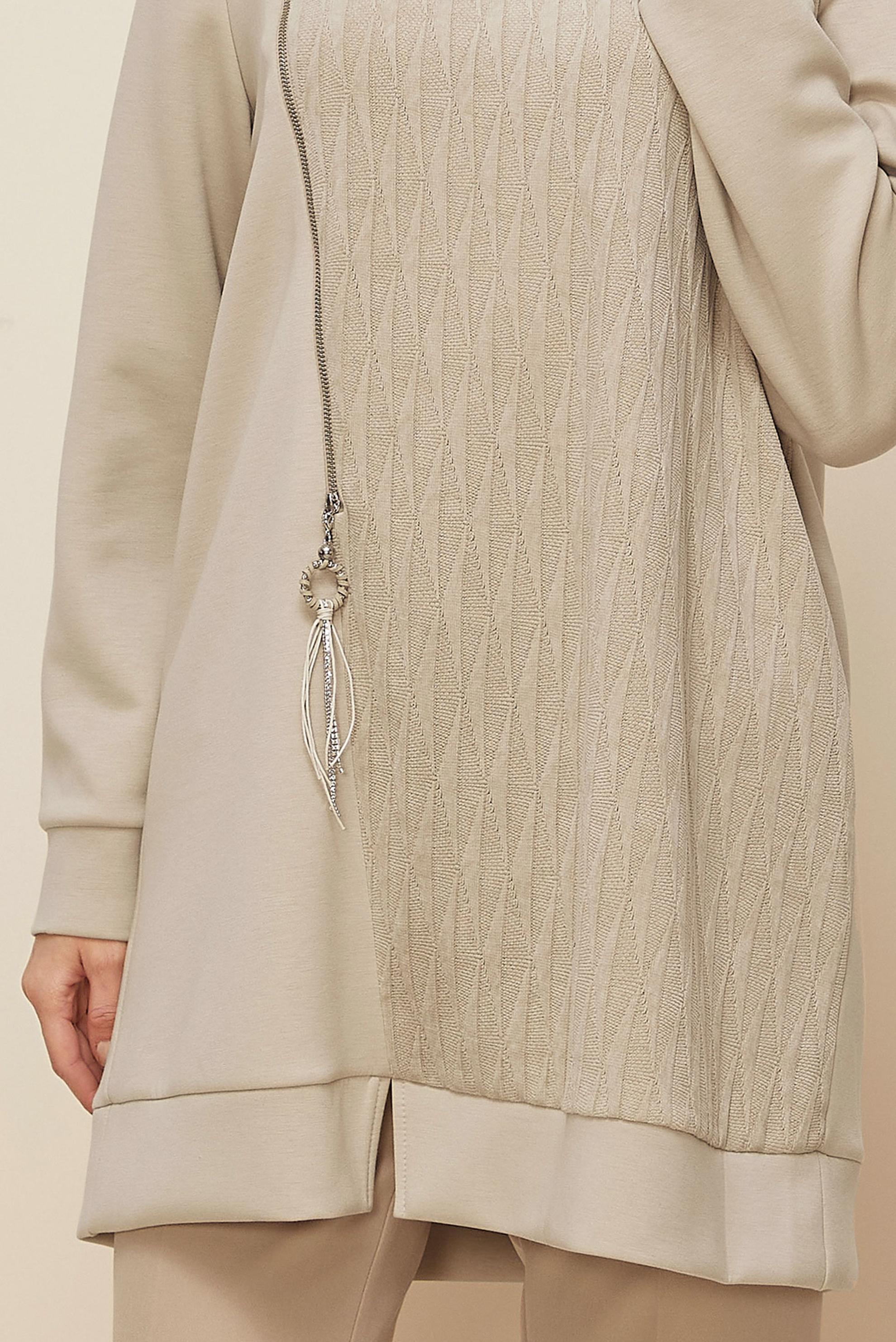 Tesettür giyim BEJ EŞOFMAN TUNİK 46156