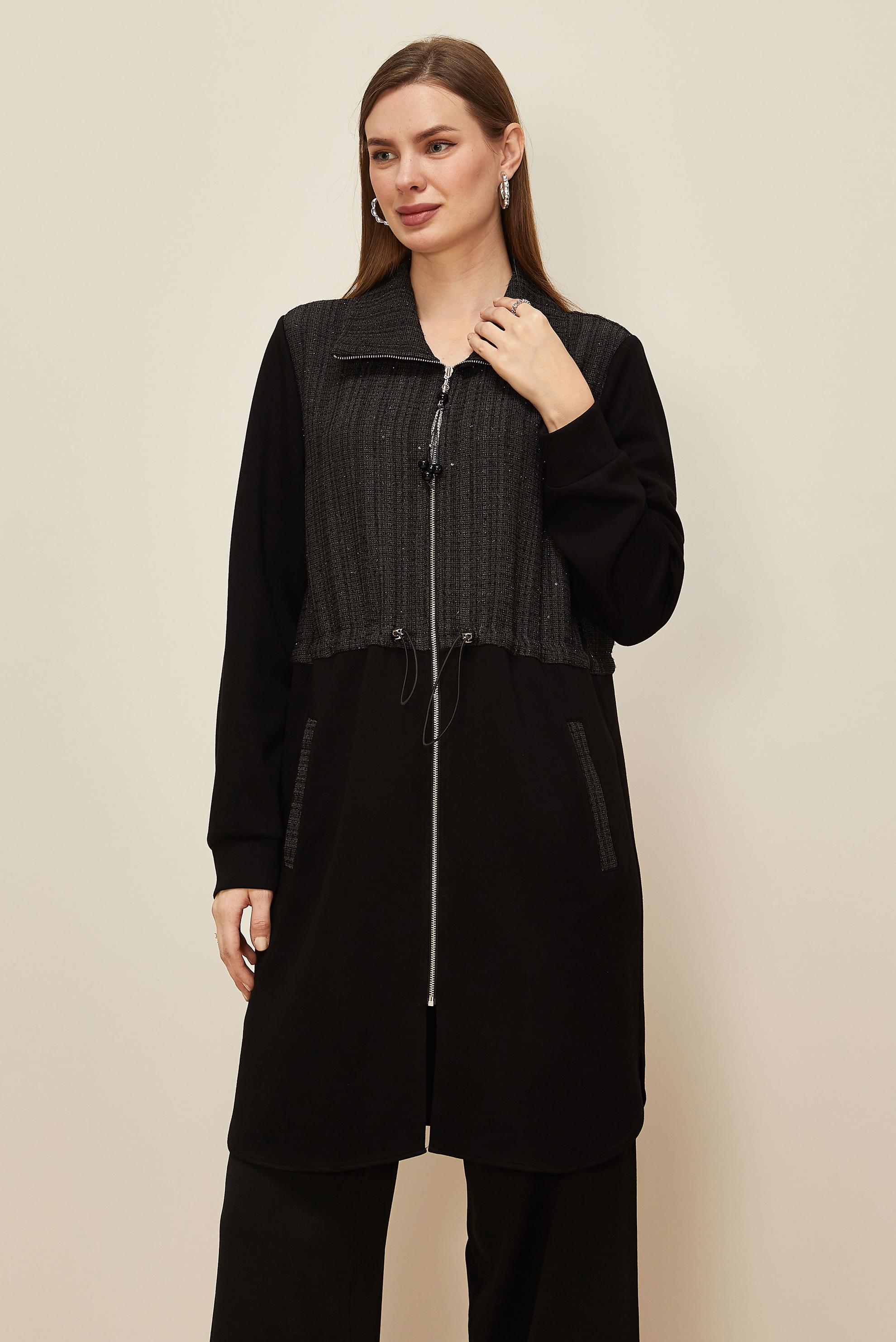 Tesettür giyim SİYAH FERMUARLI EŞOFMAN TUNİK 46157