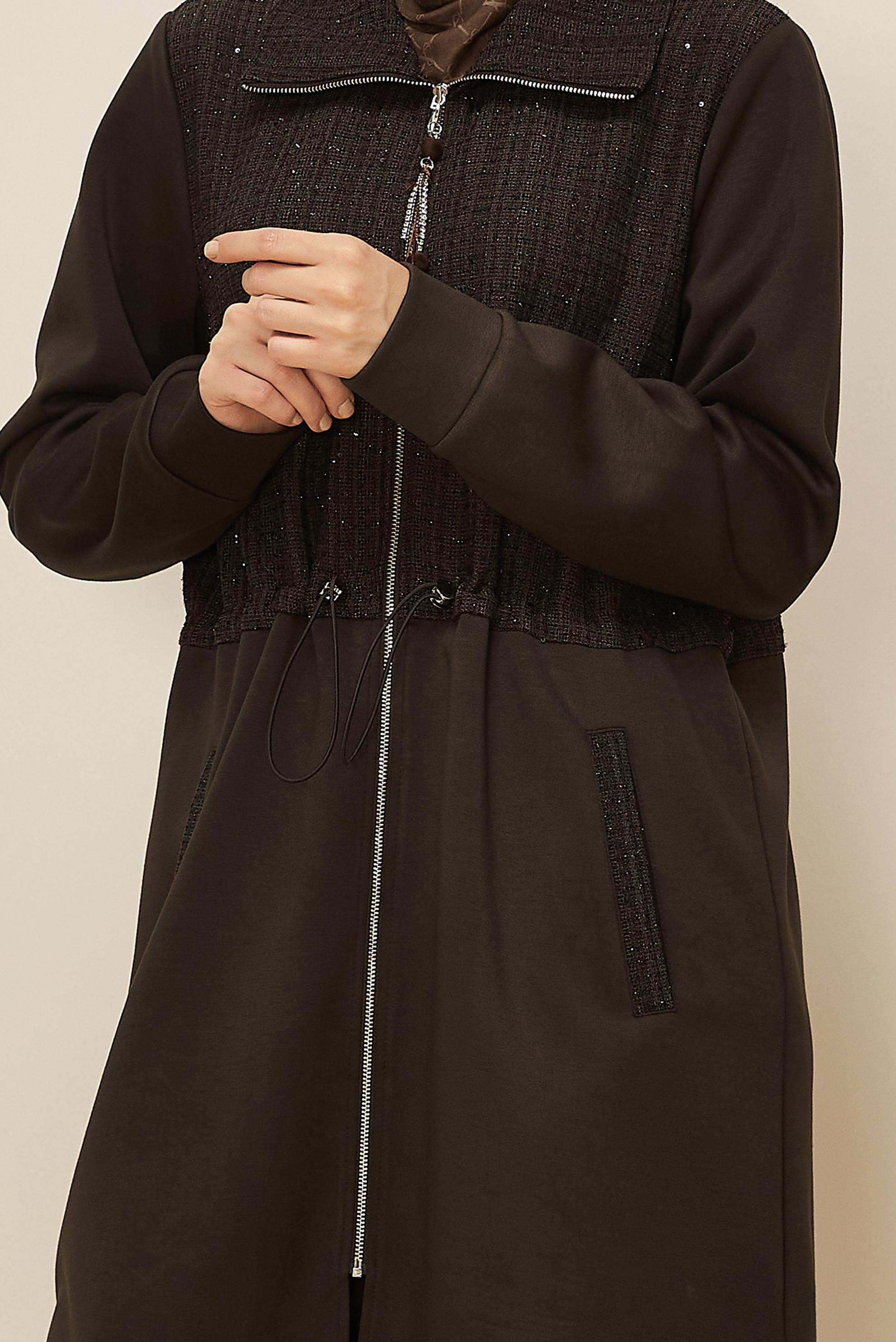 Tesettür giyim KAHVE FERMUARLI EŞOFMAN TUNİK 46157