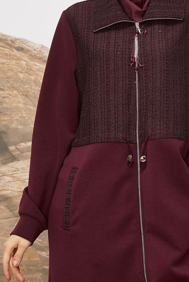 Tesettür giyim BORDO 46157 OYSHO EŞOFMAN TUNİK 40-48 TEK 42 - ALVİNA