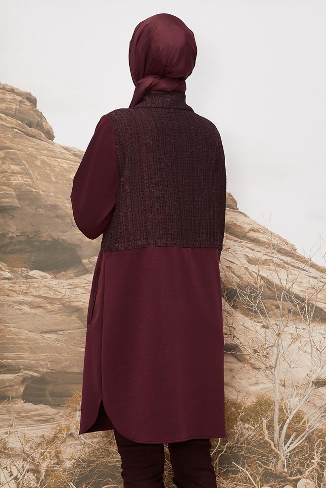 Tesettür giyim BORDO 46157 OYSHO EŞOFMAN TUNİK 40-48 TEK 42 - ALVİNA