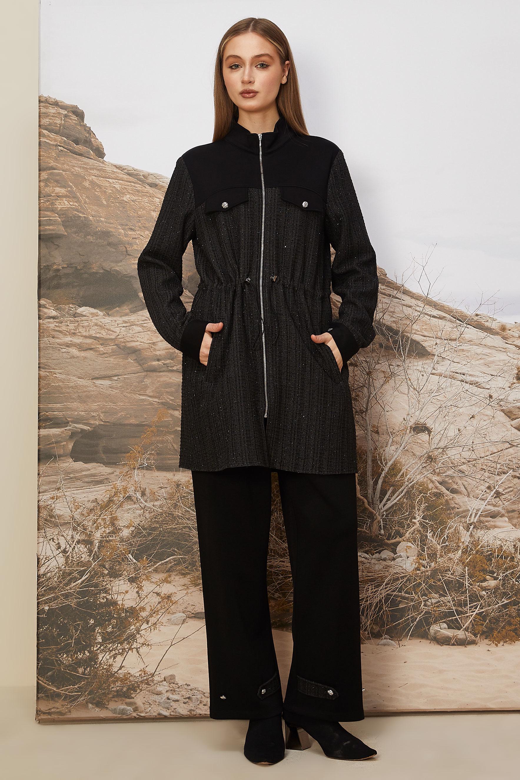 Hijab clothing BLACK SMOCKED WAIST TRACKSUIT SET 46170