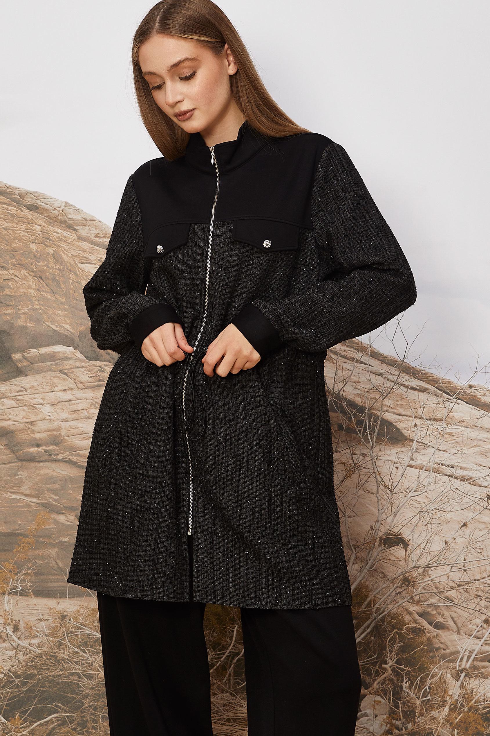 Hijab clothing BLACK SMOCKED WAIST TRACKSUIT SET 46170