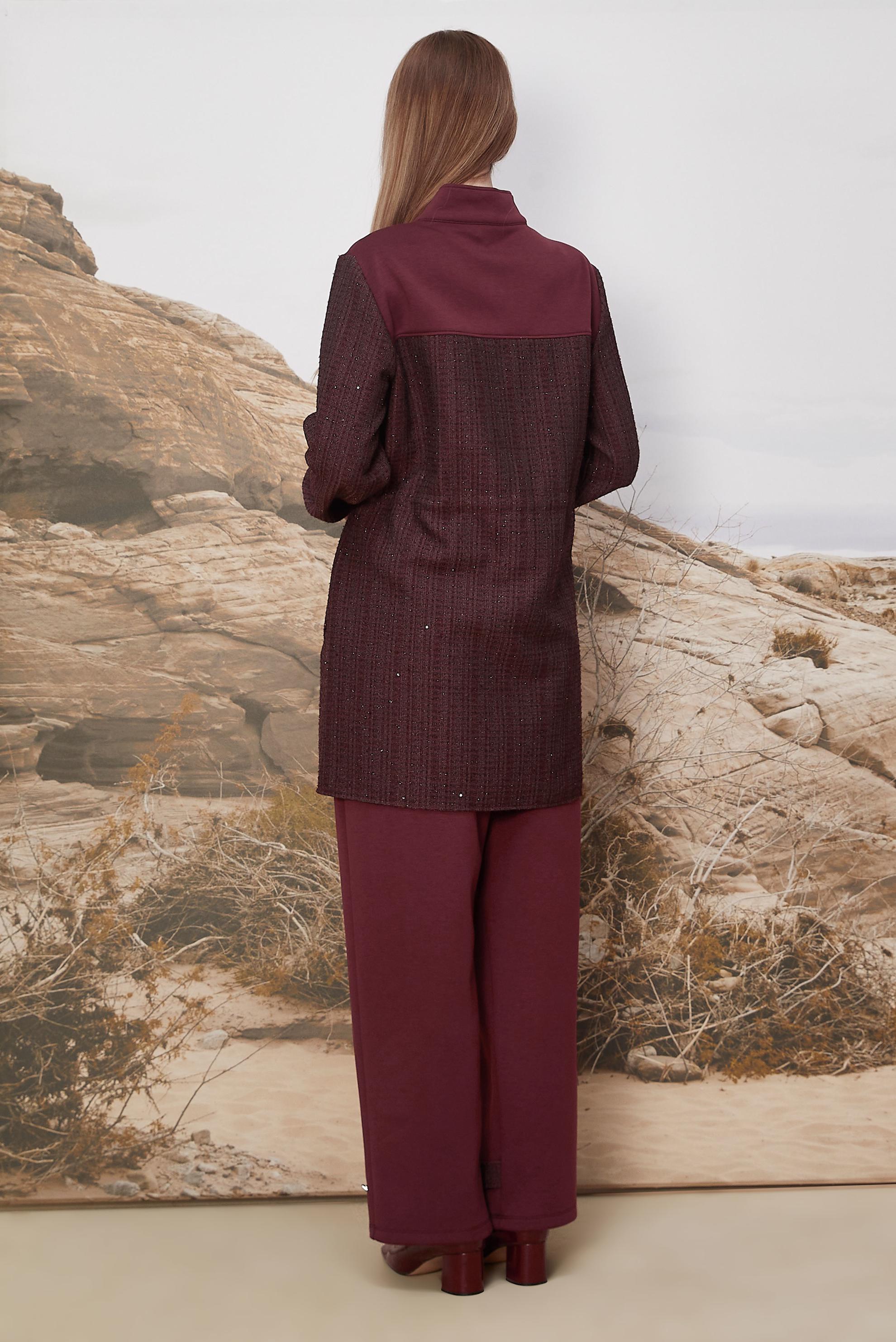 Hijab clothing CLARET RED SMOCKED WAIST TRACKSUIT SET 46170