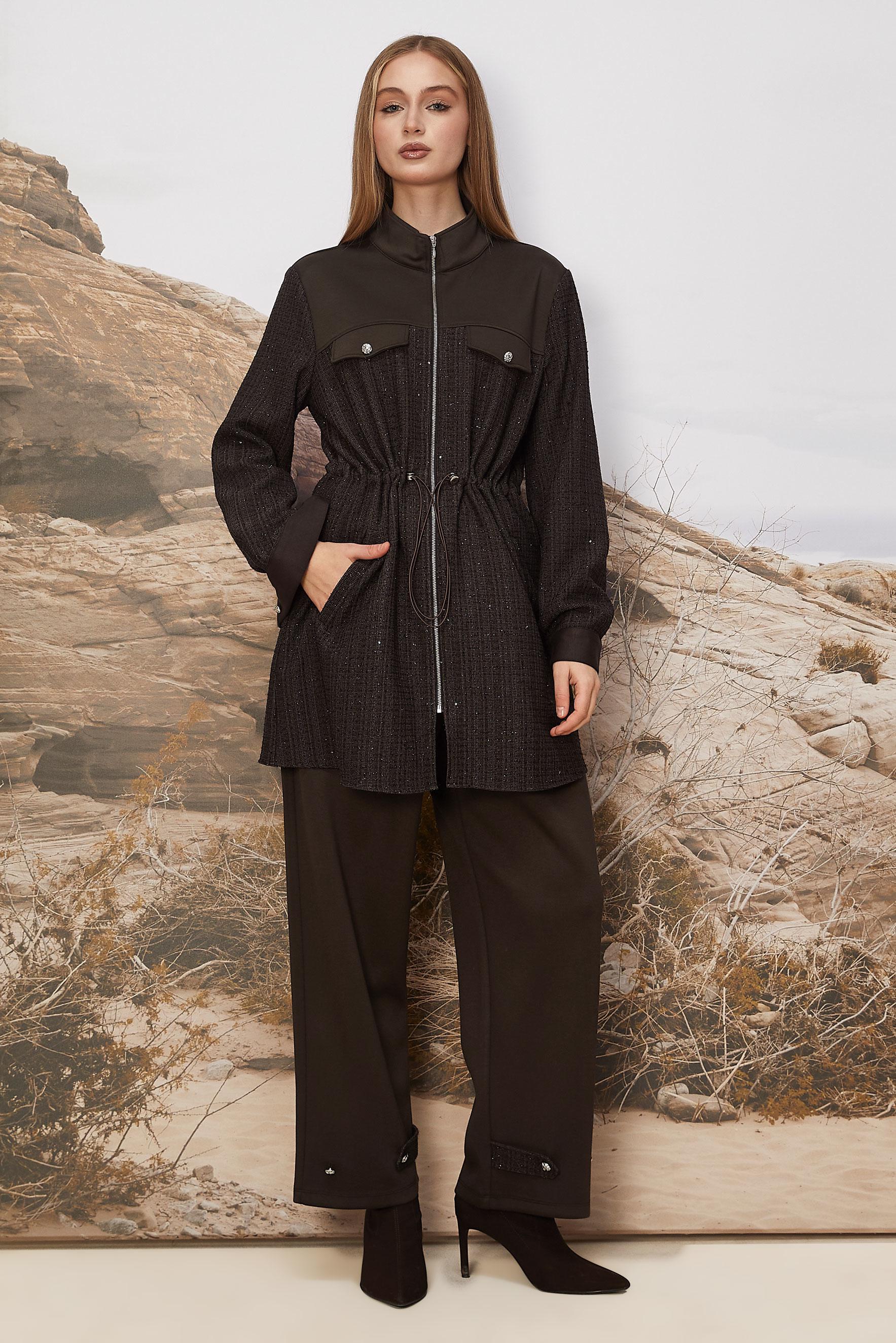 Hijab clothing BROWN SMOCKED WAIST TRACKSUIT SET 46170