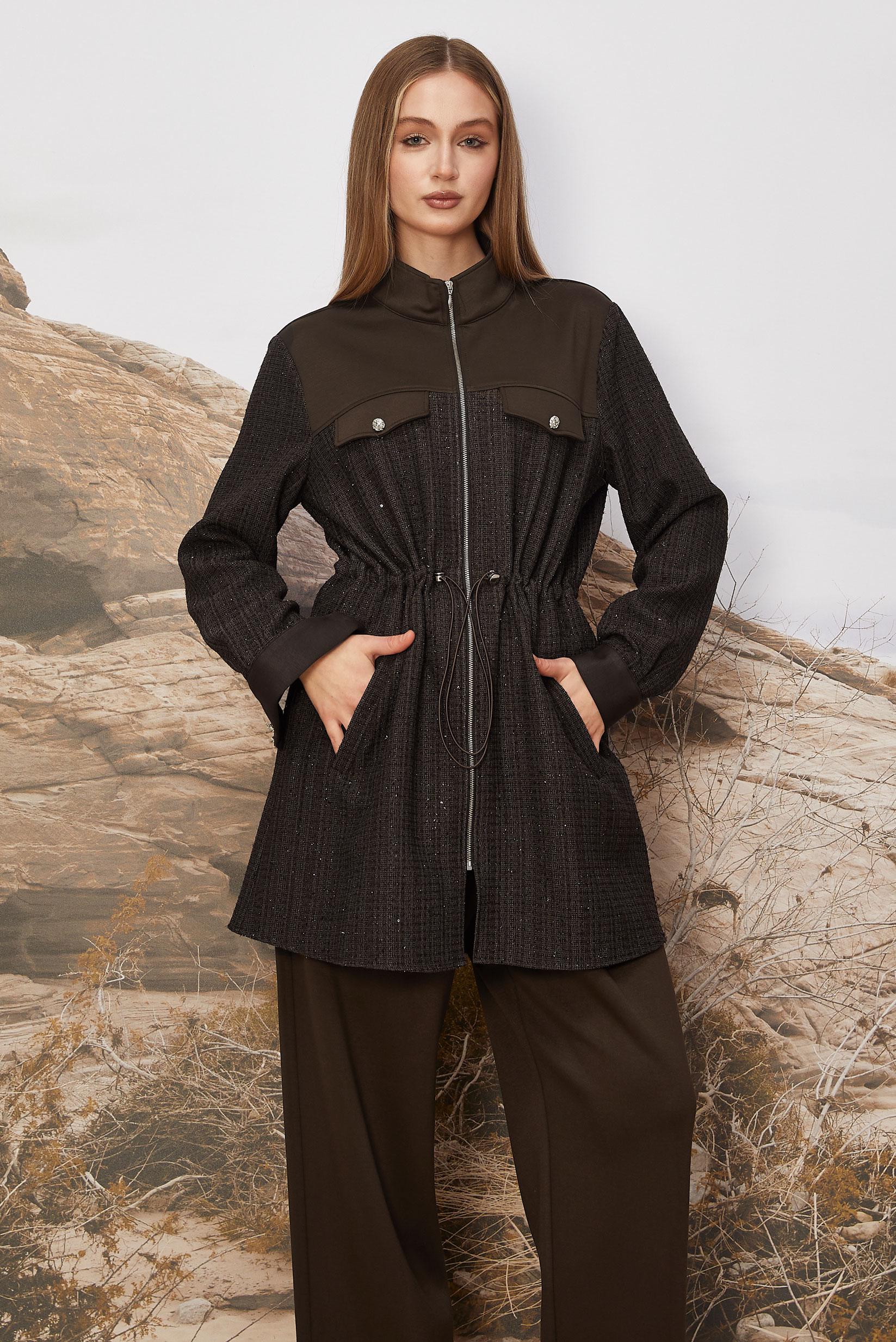 Hijab clothing BROWN SMOCKED WAIST TRACKSUIT SET 46170