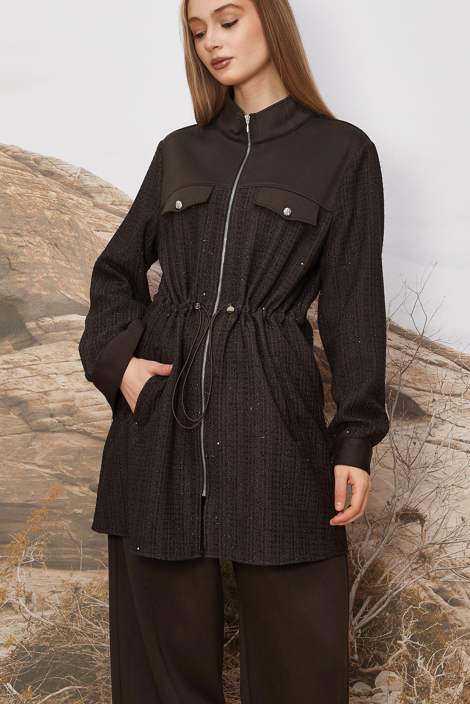 Hijab clothing BROWN SMOCKED WAIST TRACKSUIT SET 46170