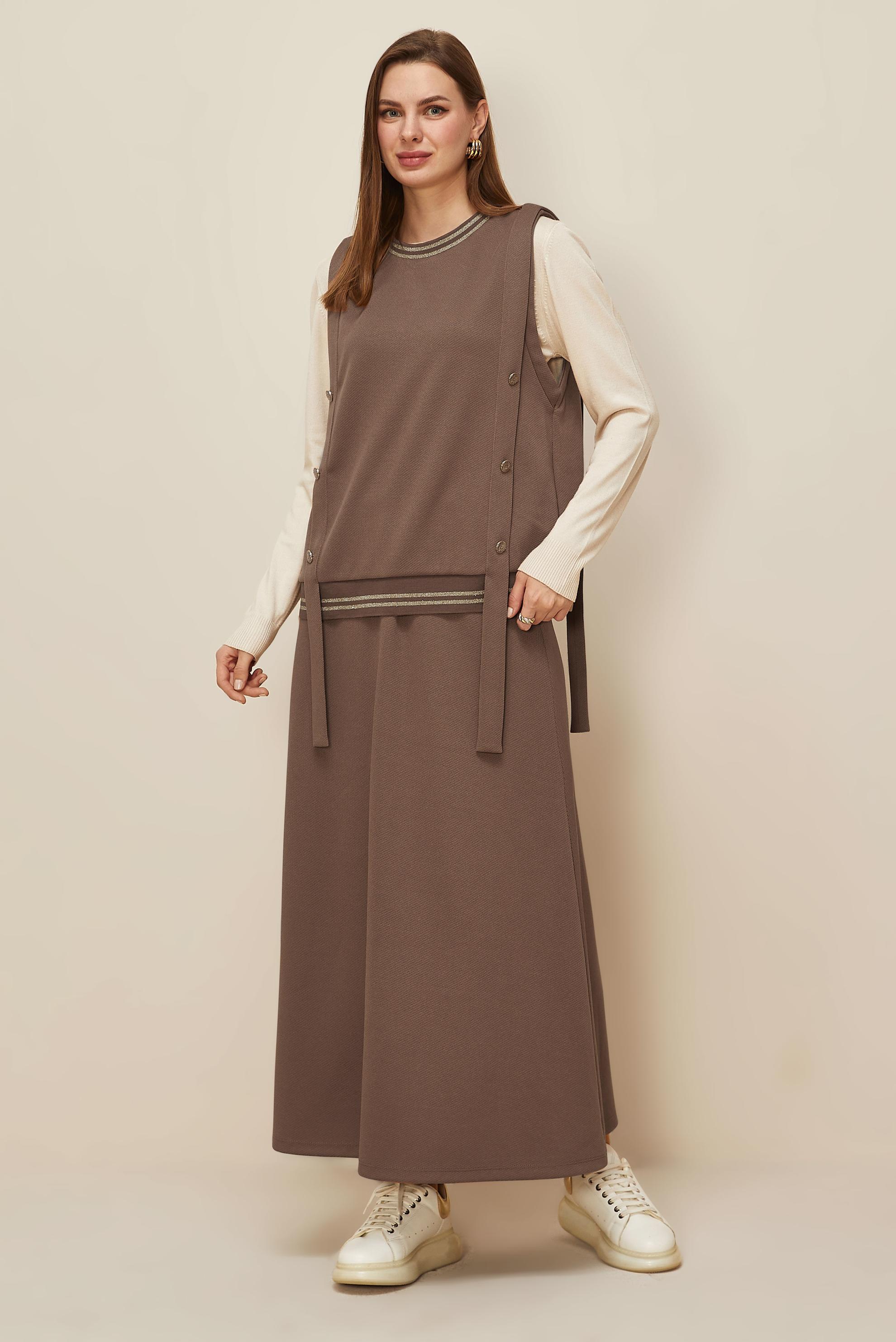 Tesettür giyim KAHVE 46193 8556 2 Lİ ETEK.EŞOF.TK.38-42 TEK 40