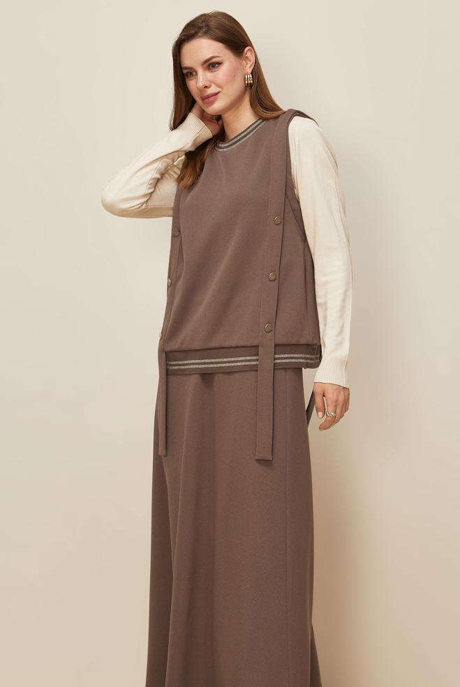 Tesettür giyim KAHVE 46193 8556 2 Lİ ETEK.EŞOF.TK.38-42 TEK 40 - ALVİNA