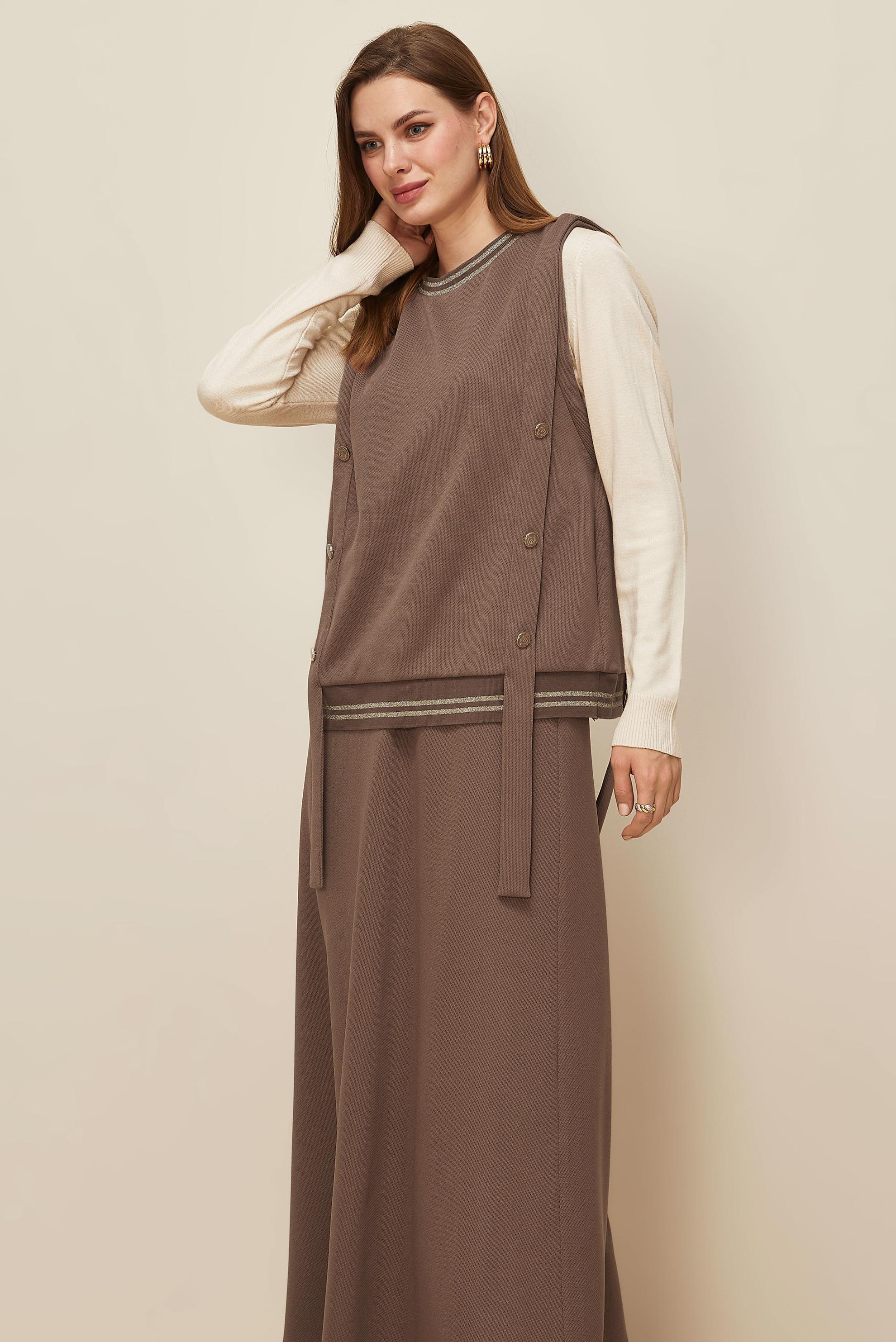 Tesettür giyim KAHVE 46193 8556 2 Lİ ETEK.EŞOF.TK.38-42 TEK 40