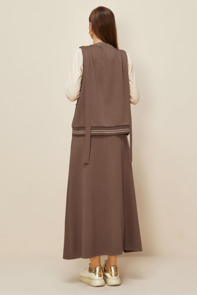 Tesettür giyim KAHVE 46193 8556 2 Lİ ETEK.EŞOF.TK.38-42 TEK 40 - ALVİNA