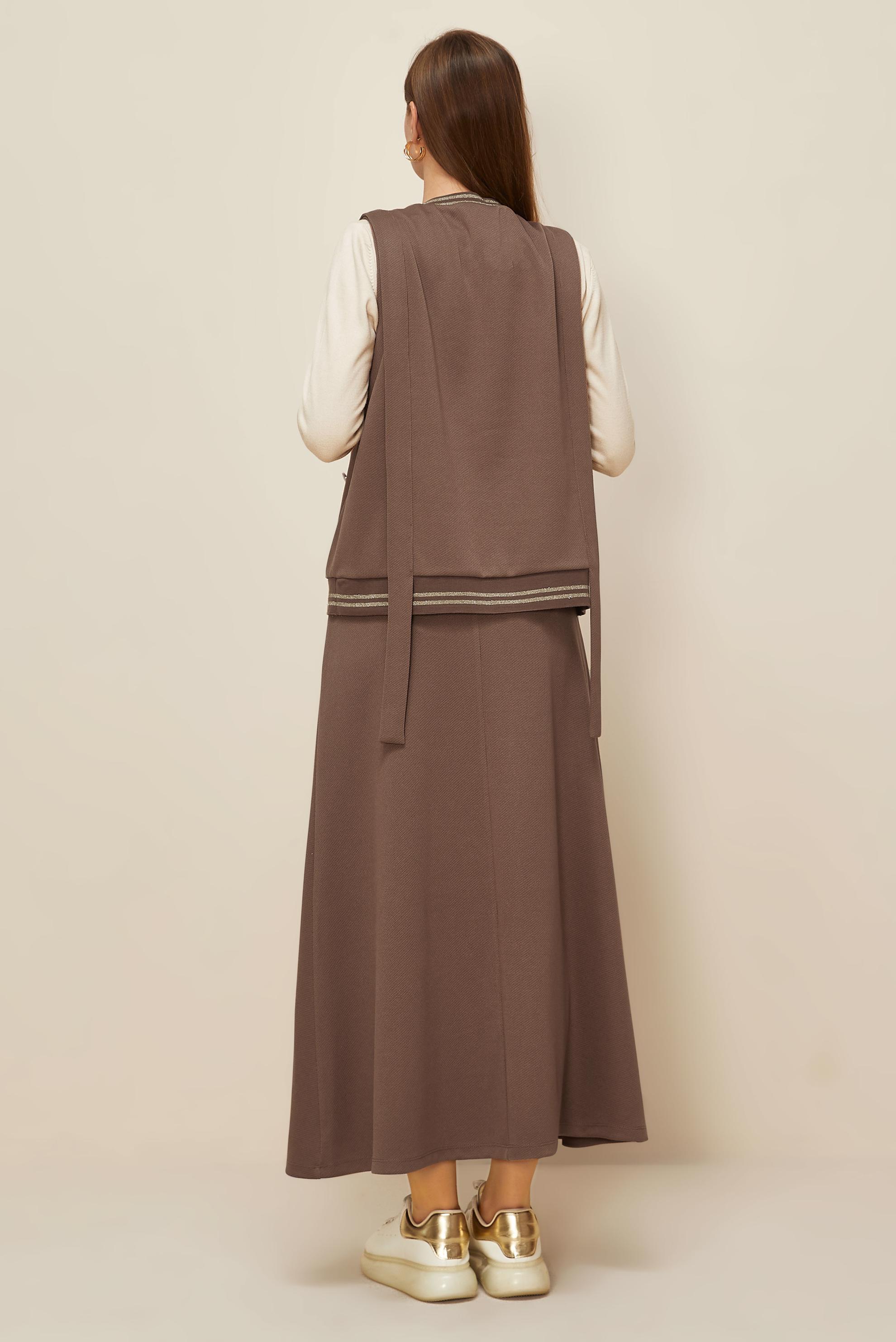 Tesettür giyim KAHVE 46193 8556 2 Lİ ETEK.EŞOF.TK.38-42 TEK 40