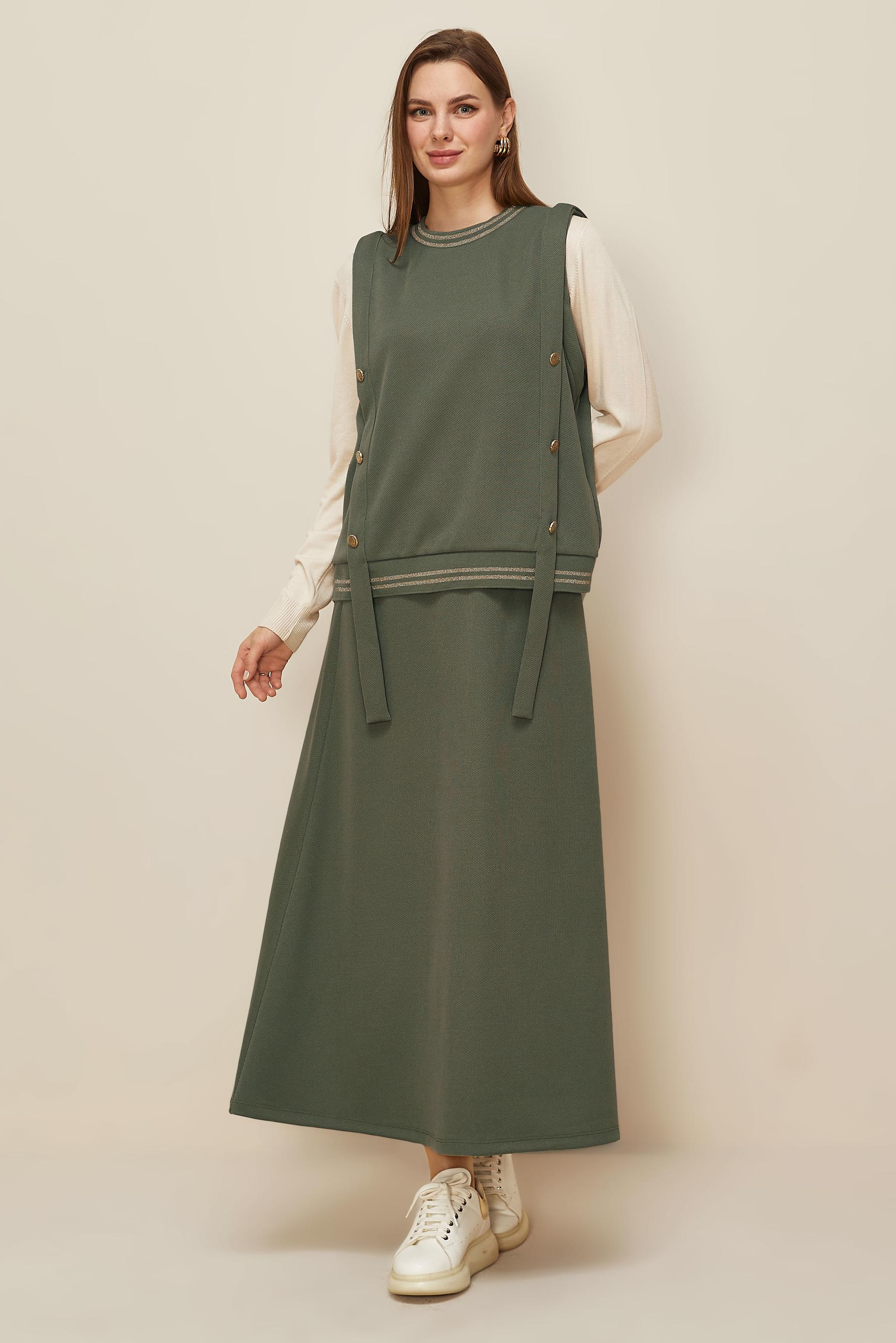 Tesettür giyim HAKİ ETEKLİ EŞOFMAN TAKIMI 46193