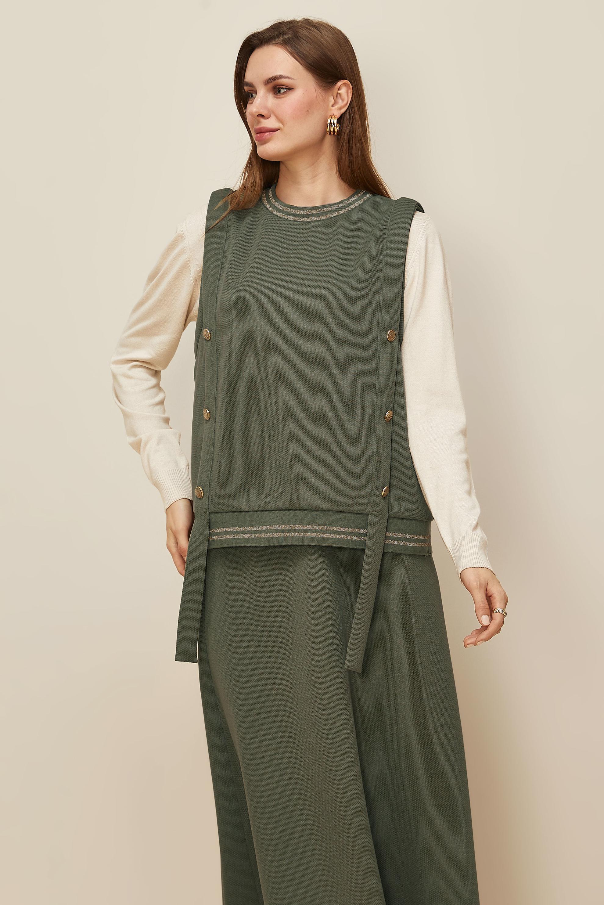 Tesettür giyim HAKİ ETEKLİ EŞOFMAN TAKIMI 46193