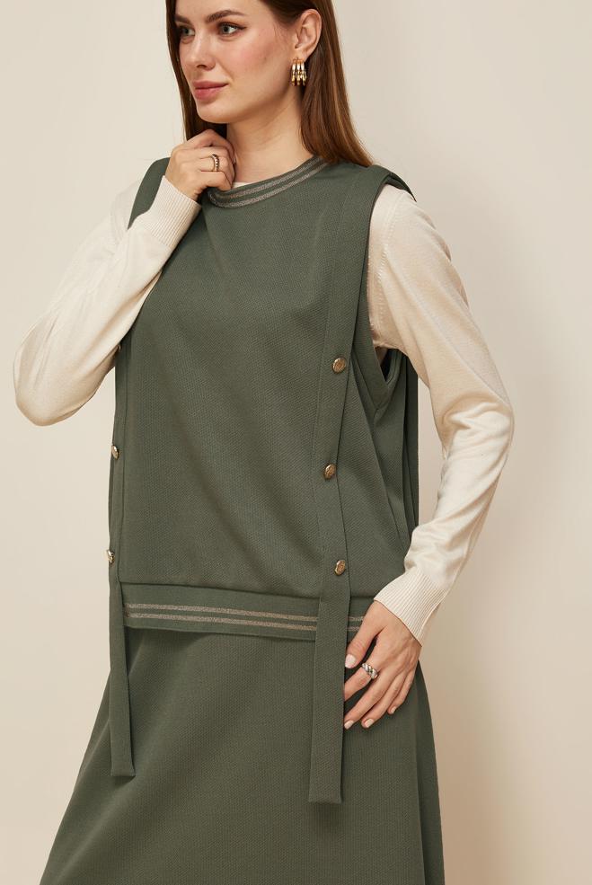 Tesettür giyim HAKİ ETEKLİ EŞOFMAN TAKIMI 46193 - ALVİNA