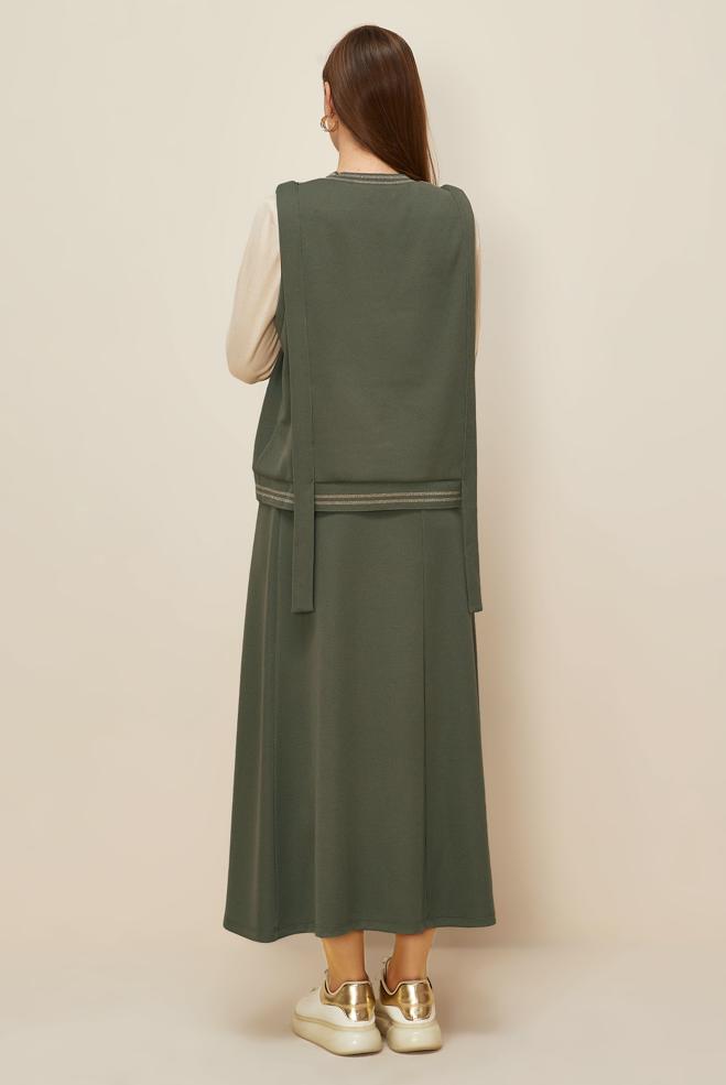 Tesettür giyim HAKİ ETEKLİ EŞOFMAN TAKIMI 46193 - ALVİNA