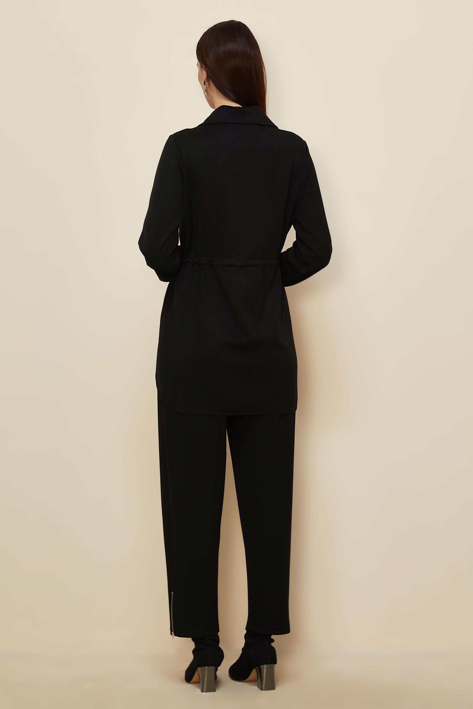 Tesettür giyim SİYAH PANTOLONLU BELİ BÜZGÜLÜ EŞOFMAN TAKIMI 46234