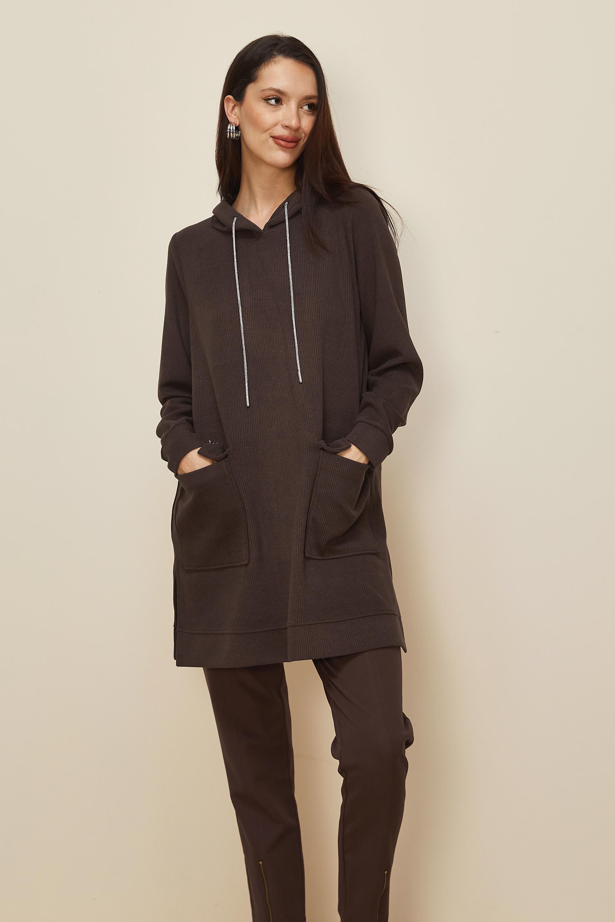 Vêtements hijab BRUN TUNIQUE DE SURVÊTEMENT À CAPUCHE 46255