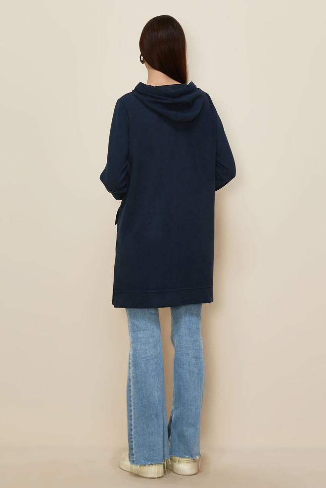 Vêtements hijab BLEU MARINE TUNIQUE DE SURVÊTEMENT À CAPUCHE 46255 - ALVİNA