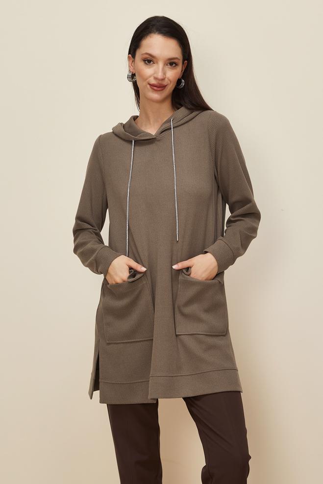 Vêtements hijab VISON TUNIQUE DE SURVÊTEMENT À CAPUCHE 46255 - ALVİNA