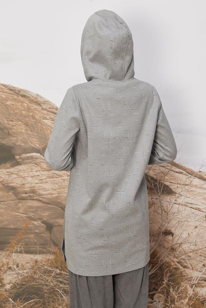 Tesettür giyim GRİ FERMUAR DETAYLI EŞOFMAN TUNİK 46257 - ALVİNA