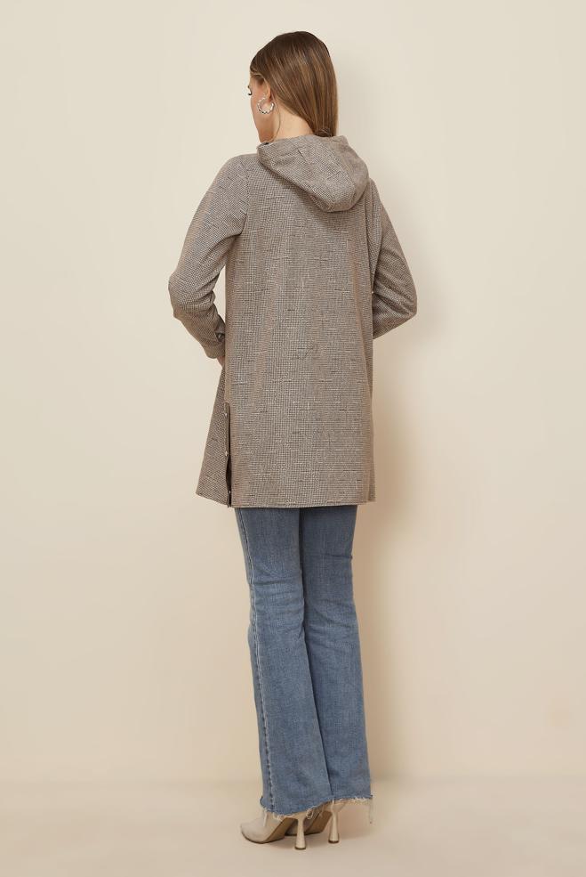 Tesettür giyim VİZON FERMUAR DETAYLI EŞOFMAN TUNİK 46257 - ALVİNA