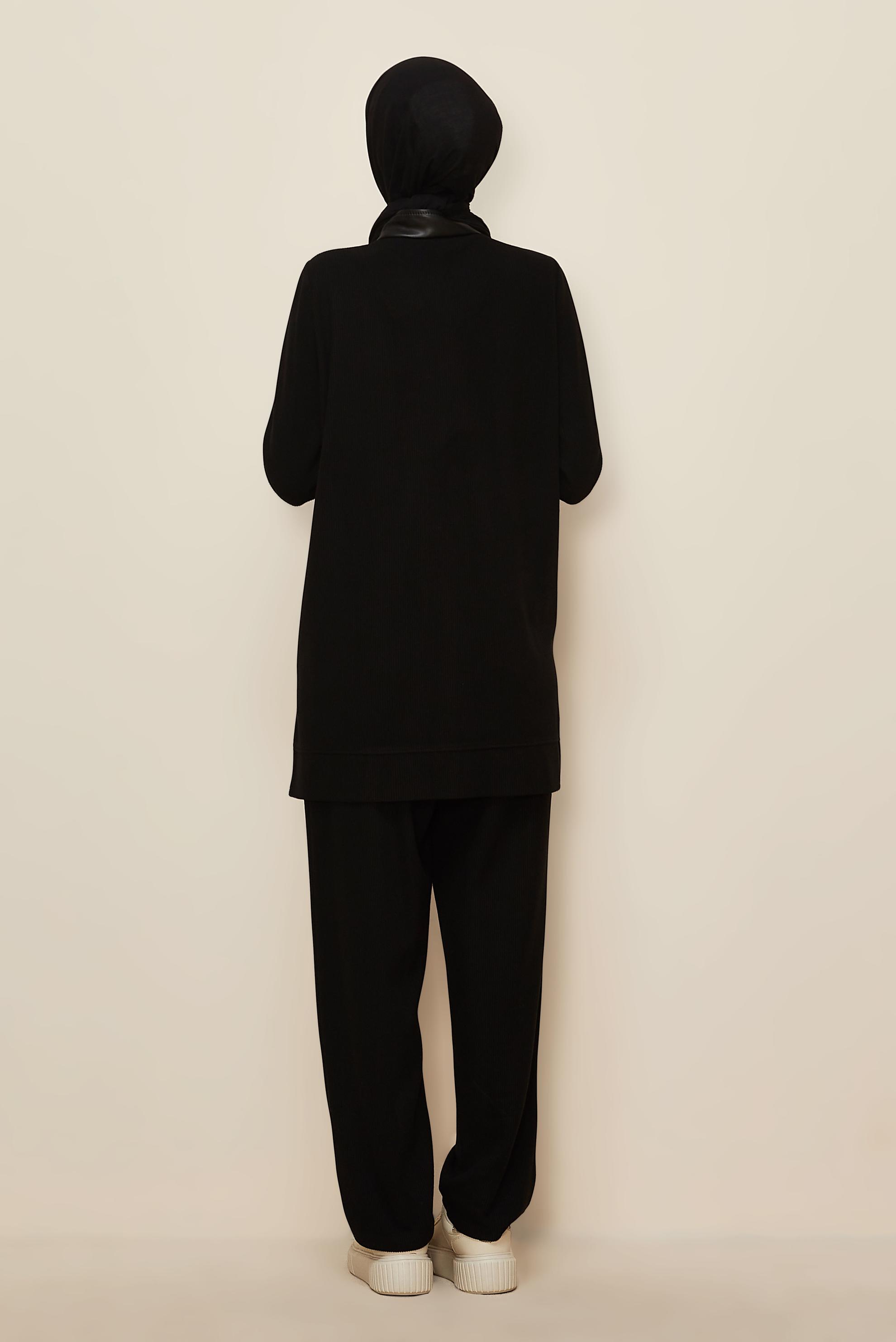 Hijab clothing BLACK ZIPPERED TRACKSUIT SET 46263