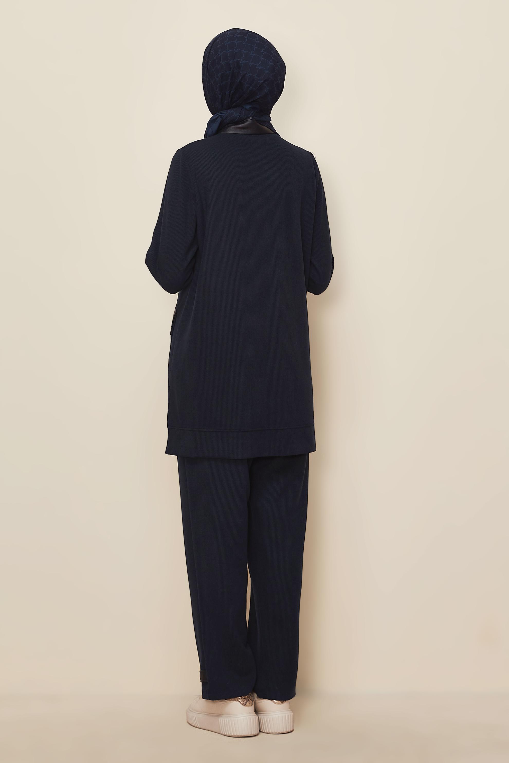 Hijab clothing NAVY BLUE ZIPPERED TRACKSUIT SET 46263