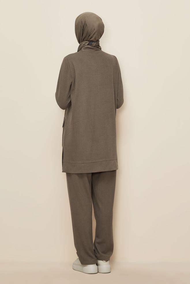 Hijab clothing MINK ZIPPERED TRACKSUIT SET 46263 - ALVİNA