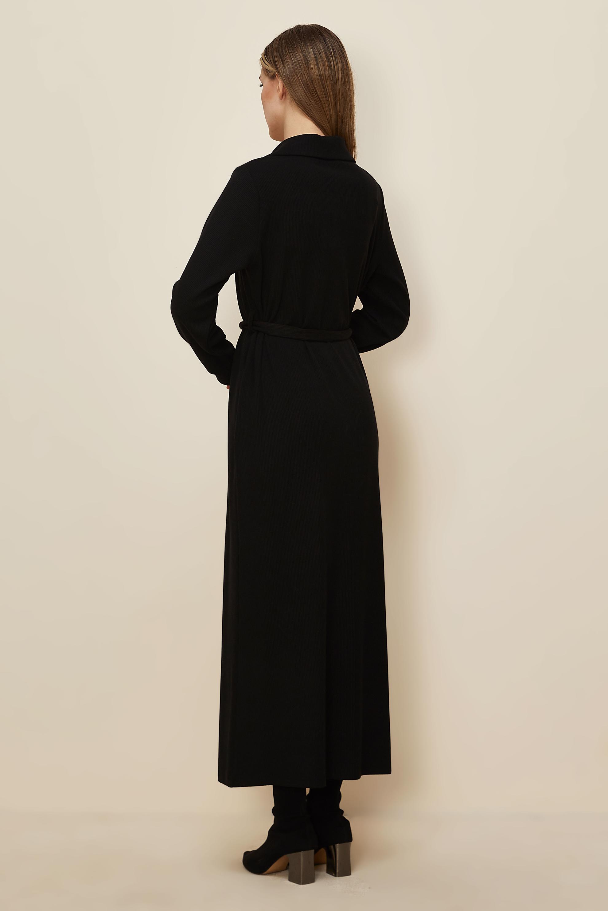 Tesettür giyim SİYAH KUŞAKLI EŞOFMAN ELBİSE 46264