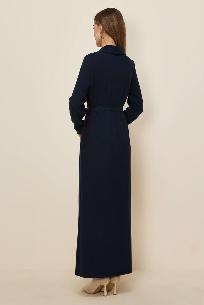 Tesettür giyim LACİVERT KUŞAKLI EŞOFMAN ELBİSE 46264 - ALVİNA