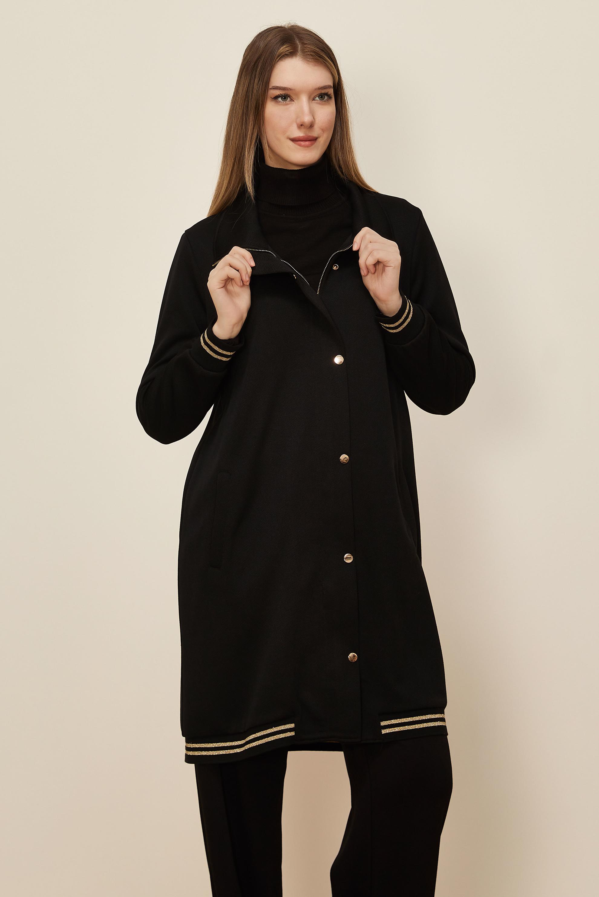 Tesettür giyim SİYAH FERMUAR DETAYLI EŞOFMAN TUNİK 46272